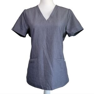Figs Casma Three Pocket Scrub Top in Graphite